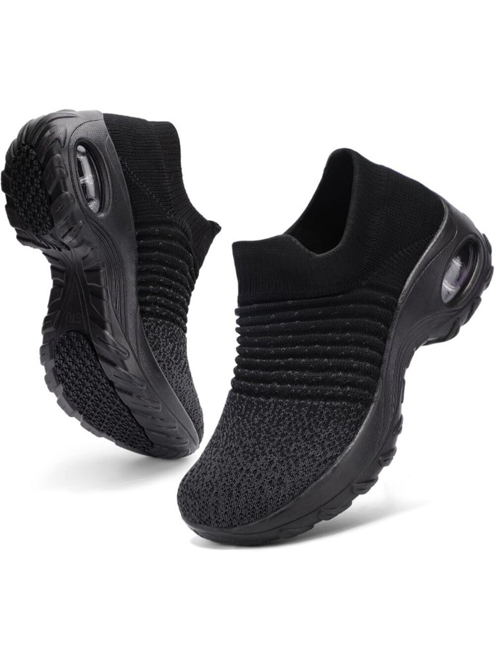 Women's Black Mix Walking Arch Support Non Slip Breathable Upper Sneaker Shoes